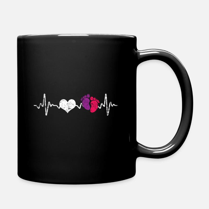 Hebamme Herzschlag - Tasse einfarbig - Schwarz