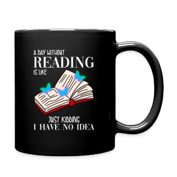 Lesen Leseratte - Tasse einfarbig - Schwarz - Rechts