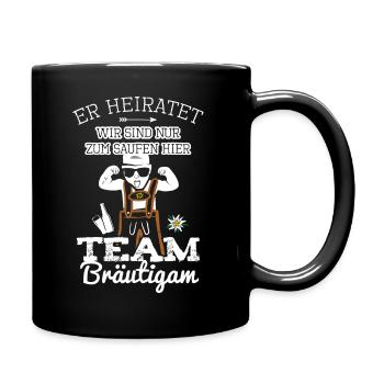 Team Bräutigam JGA Männer Junggesellenabschied Fun - Tasse einfarbig - Schwarz - Rechts
