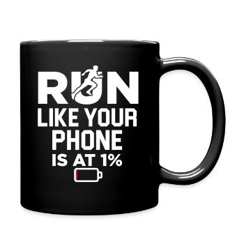 Race Running Jogging Cell Phone Battery Weak Gift - Full Colour Mug - black - Right