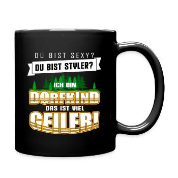 Dorfkind Dorfkinder Landwirtschaft Lustig Geschenk - Tasse einfarbig - Schwarz - Rechts