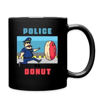 Police Vs. Donut Polizei Vs. Krapfen - Tasse einfarbig - Schwarz - Rechts