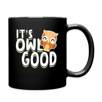 Owl Eule Eulen - Tasse einfarbig - Schwarz - Rechts
