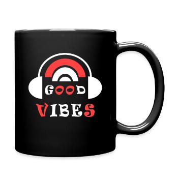 Vibes Headphone Kopfhörer Geschenk Musik - Tasse einfarbig - Schwarz - Rechts