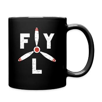 Fly propeller aircraft aviation - Full Colour Mug - black - Right