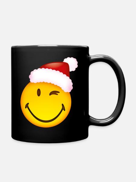 Smiley Santa Claus - Tasse einfarbig - Schwarz