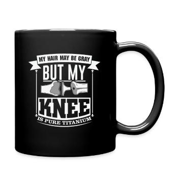 Knee surgery replacement titanium knee - Full Colour Mug - black - Right