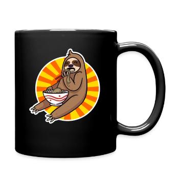 Kawaii Sloth Eating Ramen Noodles - Full Colour Mug - black - Right