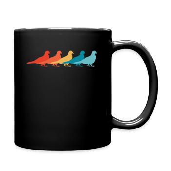 Retro Tauben - Tasse einfarbig - Schwarz - Rechts