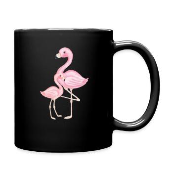 Pink flamingo mother and child - Full Colour Mug - black - Right