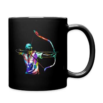 Bogenschießen Geschenk - Tasse einfarbig - Schwarz - Rechts