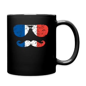 France Frenchman flag moustache lunettes de soleil - Mug uni - noir - Droite
