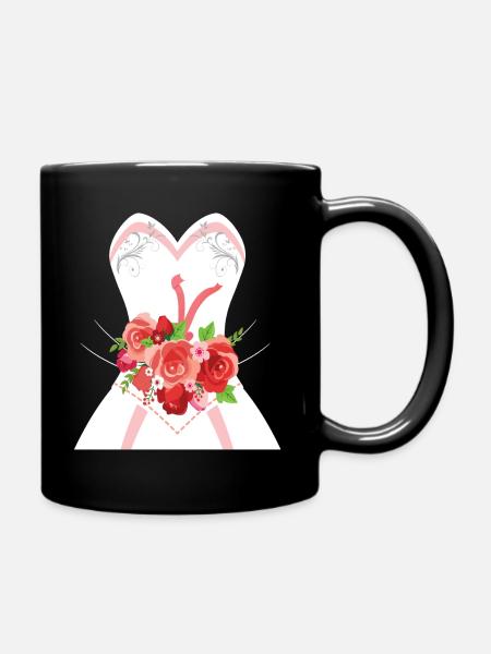 Einfacher Hochzeits-Kleiderentwurf für Brautpartys - Tasse einfarbig - Schwarz