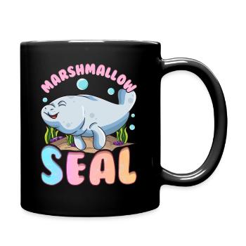Cute & Funny Manatees The Marshmallow Seal Ocean - Full Colour Mug - black - Right
