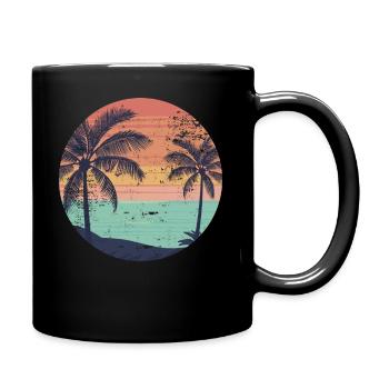 Summer Vacation Palm Tree Sunset Gift Design Idea - Full Colour Mug - black - Right