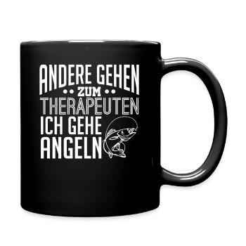 Angeln - Tasse einfarbig - Schwarz - Rechts
