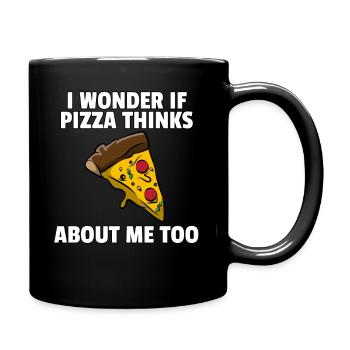 Pizza Pizzer Pizzeria Italien Salami Käse Geschenk - Tasse einfarbig - Schwarz - Rechts