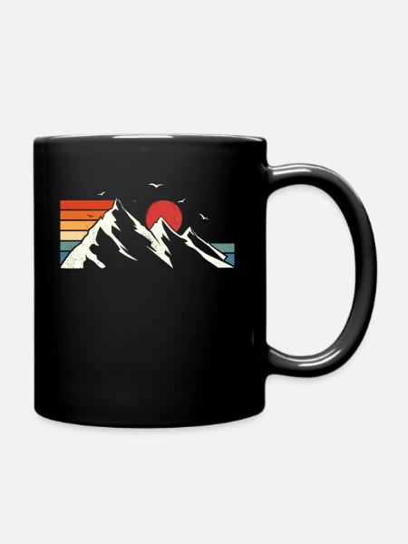 Retro Vintage Wandern Skifahren Bergsport Shirt - Tasse einfarbig - Schwarz