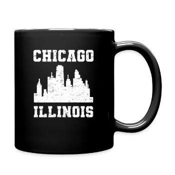 Chicago Illinois Skyline Souvenir - Tasse einfarbig - Schwarz - Rechts