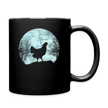 Chicken in front of moon chickens farmer farmer gift - Full Colour Mug - black - Right