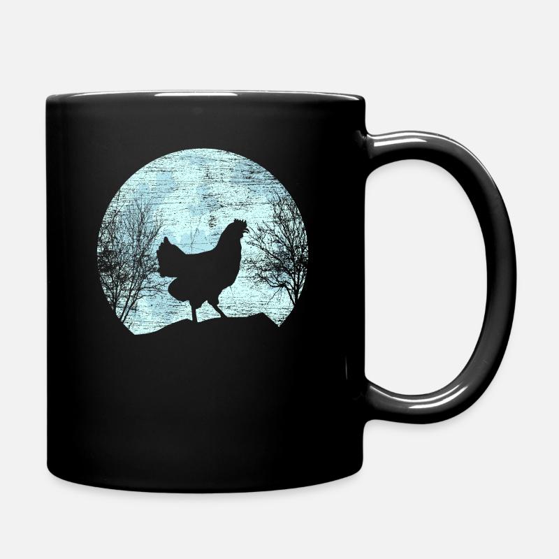 Huhn vor Mond Hühner Landwirt Bauer Geschenk - Tasse einfarbig - Schwarz