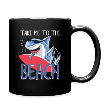 Funny Take Me To The Beach Shark Fans gift - Full Colour Mug - black - Right