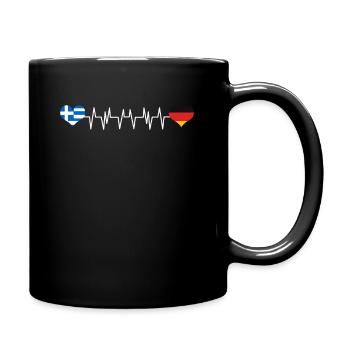 Deutschland Griechenland-Flagge - Tasse einfarbig - Schwarz - Rechts