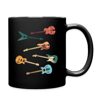 Vintage Distressed Look Classic Guitar Design - Full Colour Mug - black - Right