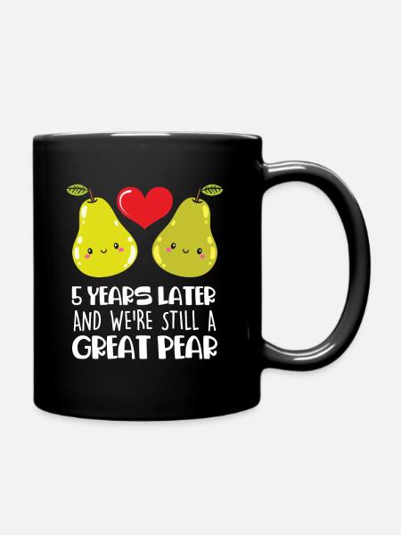 5th wedding anniversary gift Married couple pear - Full Colour Mug - black