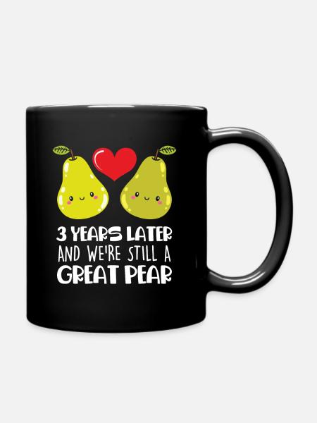 3ème cadeau d'anniversaire de mariage Couple marié poire - Mug uni - noir