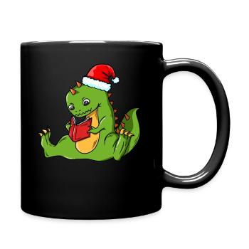 Dinosaur Dino book reading books Christmas - Full Colour Mug - black - Right