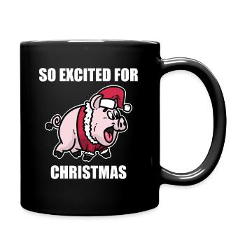 Schwein Weihnachten - Tasse einfarbig - Schwarz - Rechts