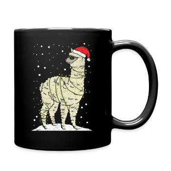 Christmas alpaca llama - Full Colour Mug - black - Right