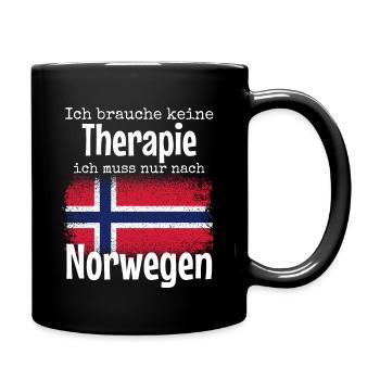 Ich brauche keine Therapie ich muss nach Norwegen - Tasse einfarbig - Schwarz - Rechts