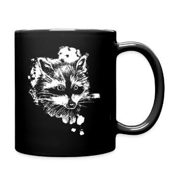 Tête de raton laveur - Mug uni - noir - Droite
