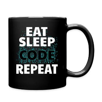 Eat Sleep Code Informatik Programmieren Nerd Java - Tasse einfarbig - Schwarz - Rechts