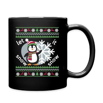 Pinguin Weihnachten Geschenk - Tasse einfarbig - Schwarz - Rechts