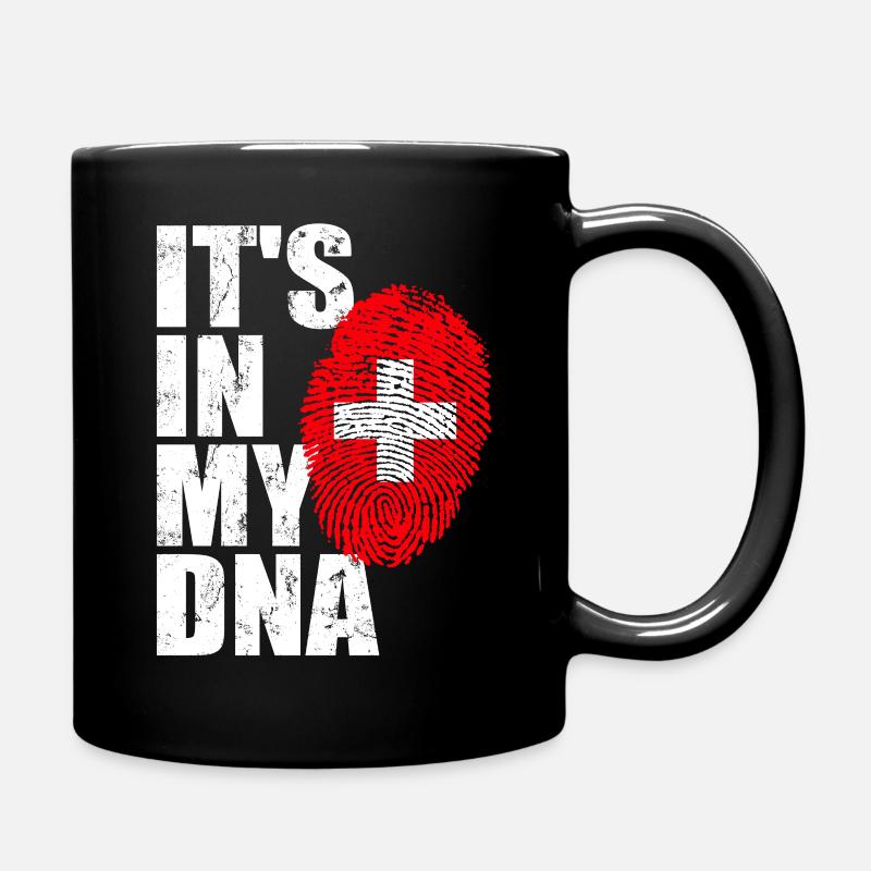 Schweiz Schweizer Swiss Flagge DNA Fingerabdruck - Tasse einfarbig - Schwarz