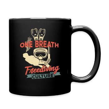 A breath apnea freediving culture idea - Full Colour Mug - black - Right