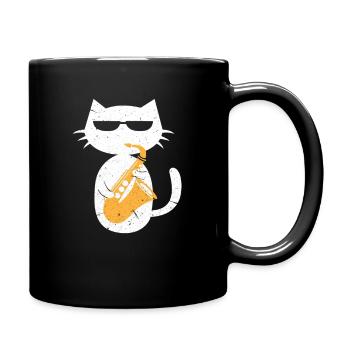 Chat saxophone - Mug uni - noir - Droite
