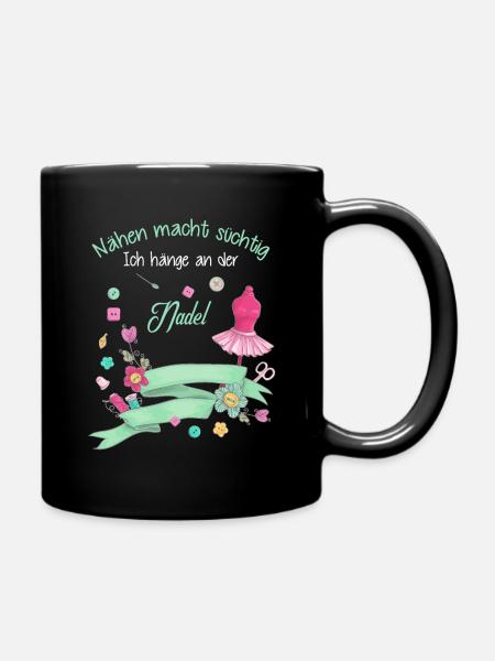 Näherin Nähmaschine Faden Sewing Naht Schneiderin - Tasse einfarbig - Schwarz
