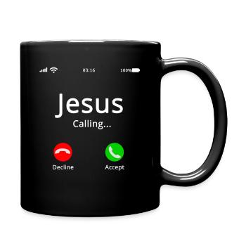 Jesus Is Calling - Christian T Shirt - Full Colour Mug - black - Right