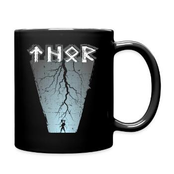 Donnergott Thor Altnordische Runenschrift - Tasse einfarbig - Schwarz - Rechts