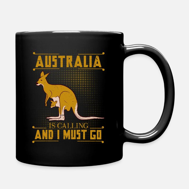 Australia Is Calling Australien Ruft Känguru - Tasse einfarbig - Schwarz
