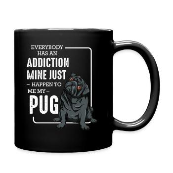 Mops - Tasse einfarbig - Schwarz - Rechts