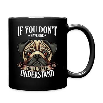 Mops - Tasse einfarbig - Schwarz - Rechts