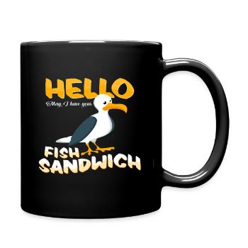 Bonjour idée de cadeau sandwich au poisson mouette côte nord - Mug uni - noir - Droite
