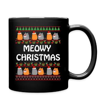 Meowy Christmas Ugly Christmas Sweater - Amoureux des chats - Mug uni - noir - Droite