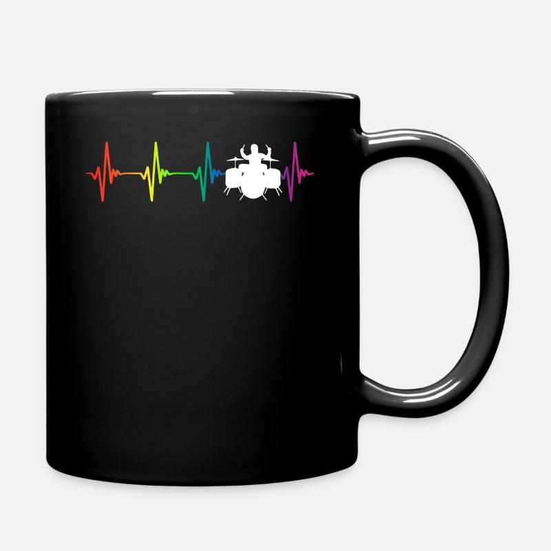 Drums Rainbow Heartbeat - Tasse einfarbig - Schwarz
