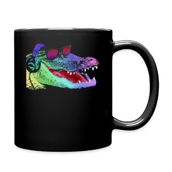 Cool Neon Alligator DJ - Full Colour Mug - black - Right